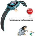Ceas Smartwatch Copii cu GPS Prin Lbs si Functie Telefon, Localizare Camera Foto Frontala, Monitorizare Spion, Display Touchsreen Color, Lanterna, Buton SOS, Buton Apel si Sos, Verde