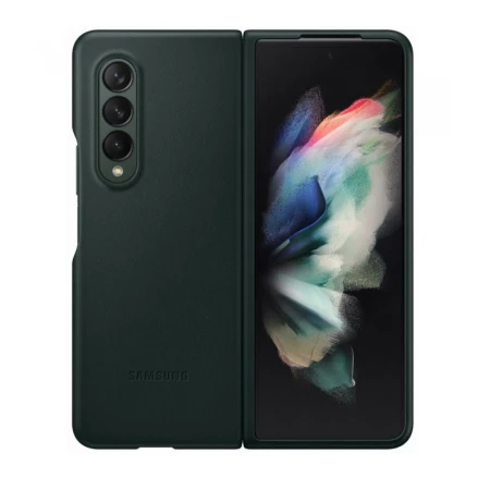 Husa Leather Cover pentru Samsung Galaxy Z Fold 3 5G Green