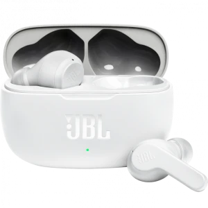 Casti audio wireless, JBL Wave 200TWS, Bluetooth 5.0, autonomie 20h, 3 seturi dopuri de urechi, Alb