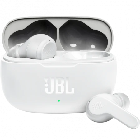 Casti audio wireless, JBL Wave 200TWS, Bluetooth 5.0, autonomie 20h, 3 seturi dopuri de urechi, Alb
