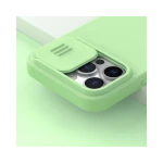Husa Nillkin Camshield Silky Silicone Compatibila Cu iPhone 13 Pro, Interior Microfibra, Verde