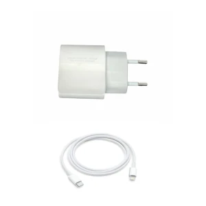 Set Incarcator Adaptor USB-C 20W compatibil iPhone 12/12pro/12proMax si Cablu USB-C Lightning 1 m, Alb