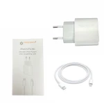 Set Incarcator Adaptor USB-C 20W compatibil iPhone 12/12pro/12proMax si Cablu USB-C Lightning 1 m, Alb