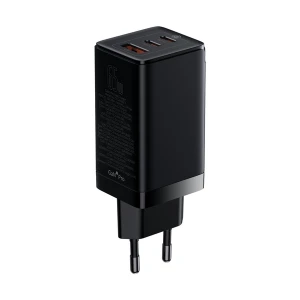 Incarcator telefon, Baseus, 1 x USB-A, 2 x USB-C PD, 65W, 110-240V, Negru