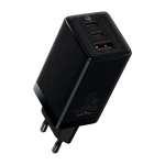 Incarcator telefon, Baseus, 1 x USB-A, 2 x USB-C PD, 65W, 110-240V, Negru