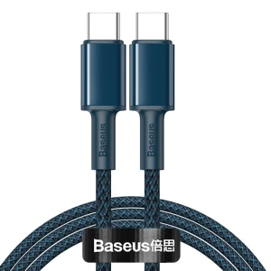 Cablu de incarcare rapida/transfer de date, Baseus, USB-C/USB-C, 1 m, Albastru