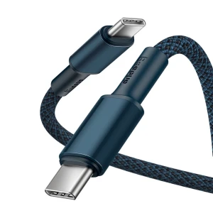 Cablu de incarcare rapida/transfer de date, Baseus, USB-C/USB-C, 1 m, Albastru