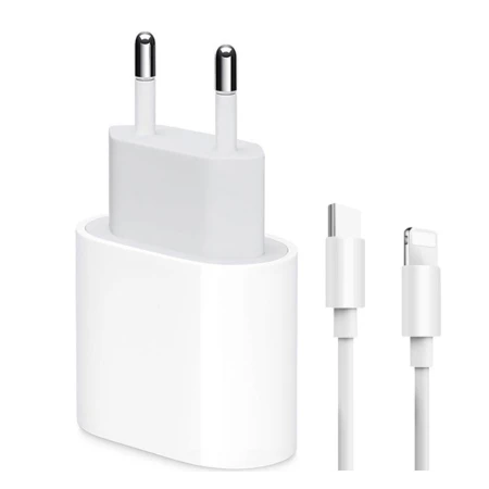 Set Incarcator compatibil cu Apple, USB-C 20W Fast Charger si cablu USB-C Lightning, Compatibil cu iPhone 11 / 11 Pro / 11 Pro Max / XS Max / XS / X / XR / 8 / 8 Plus, Alb
