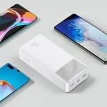 Baterie externa, Baseus, 30000mAh, 20W, Quick Charge, USB-C/USB-A, Afisaj LED, Alb