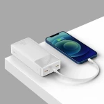 Baterie externa, Baseus, 30000mAh, 20W, Quick Charge, USB-C/USB-A, Afisaj LED, Alb