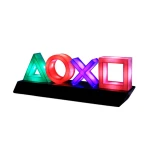 Lampa decorativa Paladone, model PlayStation, noptiera, birou sau gaming, semn luminos LED, multicolor, forma logo 3D, licenta oficiala Sony