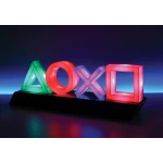 Lampa decorativa Paladone, model PlayStation, noptiera, birou sau gaming, semn luminos LED, multicolor, forma logo 3D, licenta oficiala Sony