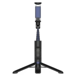 Selfie stick cu telecomanda SAMSUNG, compatibil Android si IOS intre 5-8.5 cm, reglabil intre 20.7-60.8 cm, conectivitate Bluetooth, rotire 360 grade, Model P007, Negru