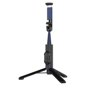 Selfie stick cu telecomanda SAMSUNG, compatibil Android si IOS intre 5-8.5 cm, reglabil intre 20.7-60.8 cm, conectivitate Bluetooth, rotire 360 grade, Model P007, Negru