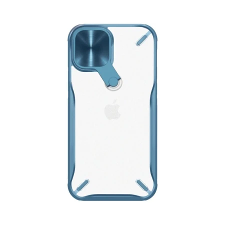 Husa Premium Nillkin Cyclops Compatibila Cu iPhone 12 / 12 Pro, Protectie La Camera Si Kickstand, Albastru