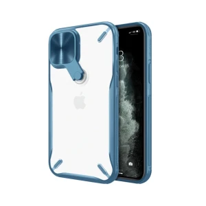 Husa Premium Nillkin Cyclops Compatibila Cu iPhone 12 / 12 Pro, Protectie La Camera Si Kickstand, Albastru