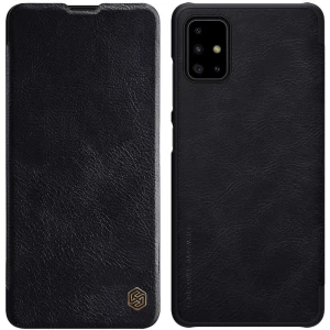 Husa Carte Slim Nillkin Qin (Piele Eco) pentru Samsung Galaxy A71, Negru