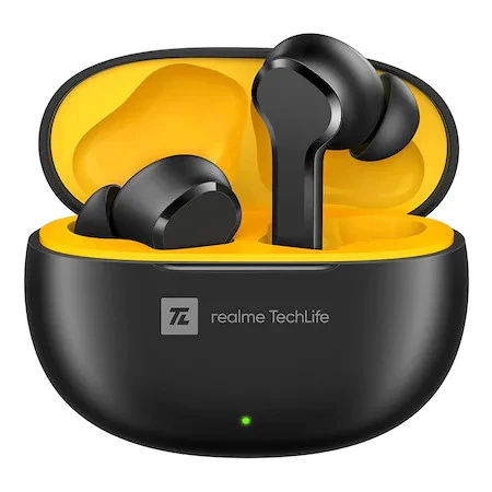 Casti TWS, Realme Buds T100, AI Noise Cancelling, Touch Control, Audio de inalta fidelitate, Autonomie 28 ore, Bluetooth 5.3, Negru