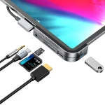 Hub adaptor Baseus, USB Tip C - USB 3.0 4K, HDMI, Cititor de carduri TF, SD/USB Tip C, PD, 3.5 mm, Gri