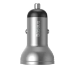 Incarcator auto, Baseus, 2 x USB, 4.8 A, 24 W, Argintiu