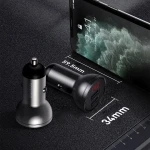 Incarcator auto, Baseus, 2 x USB, 4.8 A, 24 W, Argintiu