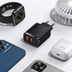 Incarcator Retea Compact Baseus, 30W, 2 X Port USB, Port USB Type-C, 3A, Quick Charge 3.0, Negru