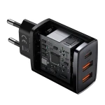 Incarcator Retea Compact Baseus, 30W, 2 X Port USB, Port USB Type-C, 3A, Quick Charge 3.0, Negru
