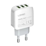 Incarcator de retea LDNIO A3312, 3 porturi USB, 17W, Alb