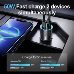 Incarcator Auto JoyRoom (JR-CL13), 2x Type-C, Fast Charging, 50W, Gray