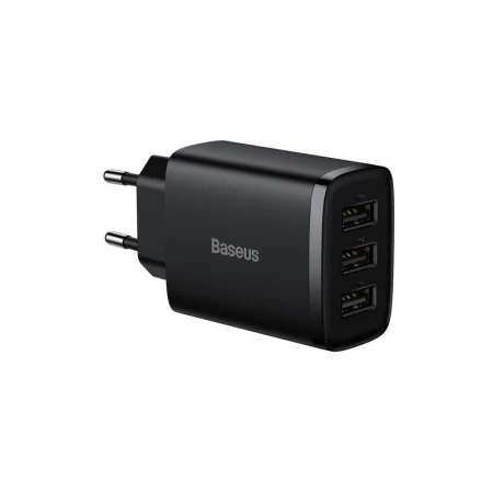 Incarcator Retea Baseus 3 X Usb 17w Pd, Negru - Ccxj020101