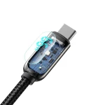 Cablu pentru incarcare si transfer de date Baseus Display, USB/USB Type-C, 66W, 1m, Negru