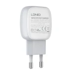Incarcator de retea LDNIO A2313C, USB si USB-C, PD si QC 3.0, 20W, Alb
