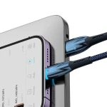 Cablu Date Incarcare Baseus Glimmer Usb La Lightning, Textil, Lungime 2M, Albastru