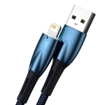 Cablu Date Incarcare Baseus Glimmer Usb La Lightning, Textil, Lungime 2M, Albastru