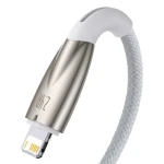Cablu de Date USB la Lightning, Baseus Glimmer, 480 Mbps, Fast Charge, Mesh Nylon, 1m, Alb