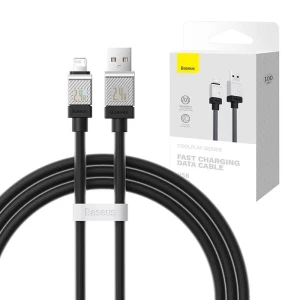 Cablu de incarcare rapida, Baseus, USB-A la Lightning, 20W, 2m, Negru