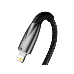 Cablu Date Incarcare Baseus Glimmer Usb La Lightning, Textil, Lungime 2M, Negru