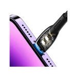 Cablu Date Incarcare Baseus Glimmer Usb La Lightning, Textil, Lungime 2M, Negru