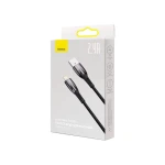 Cablu Date Incarcare Baseus Glimmer Usb La Lightning, Textil, Lungime 2M, Negru