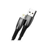 Cablu Date Incarcare Baseus Glimmer Usb La Lightning, Textil, Lungime 2M, Negru