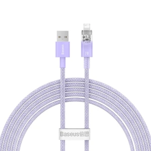 Cablu pentru incarcare si transfer de date Baseus Explorer, USB/Lightning, 2.4A, 2m, Mov