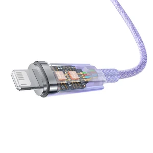 Cablu pentru incarcare si transfer de date Baseus Explorer, USB/Lightning, 2.4A, 2m, Mov