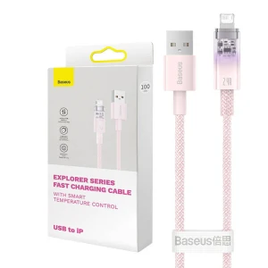 Cablu de incarcare rapida, Baseus, USB-A/Lightning, 2 m, Roz