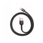 Cablu USB la Type-C, Fast Charging, 3A, 1m, R80, Aluminiu, Nailon, TPE, Baseus Cafule CATKLF EG1, Gri/Negru