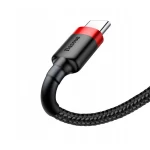 Cablu USB la Type-C, Fast Charging, 3A, 1m, R80, Aluminiu, Nailon, TPE, Baseus Cafule CATKLF EG1, Gri/Negru