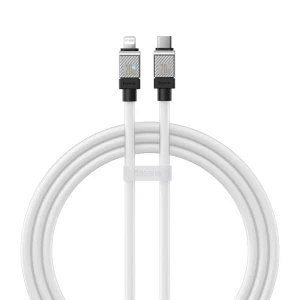 Cablu de incarcare rapida, Baseus, USB-C la Lightning CoolPlay Series 20W,1 m, Alb