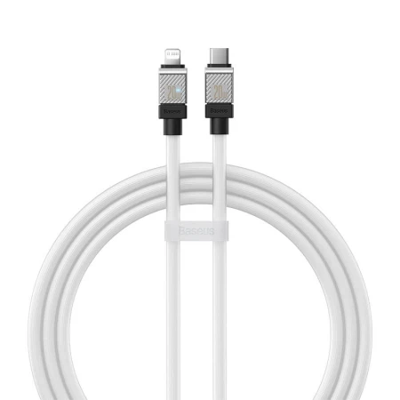Cablu de incarcare rapida, Baseus, USB-C la Lightning CoolPlay Series 20W,1 m, Alb