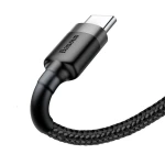 Cablu de incarcare si transfer date, mufe USB A la USB Type-C, Cafule, 2A, 2m lungime, textil, Negru-Gri