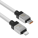Cablu pentru incarcare si transfer de date Baseus CoolPlay, USB Type-C/Lightning, 20W, 2.4A, 2m, Alb