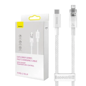 Cablu de incarcare rapida, Baseus, USB-C-Lightning, 1 m, Alb